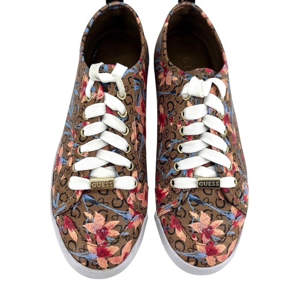Guess NEW Goodlie Floral Patterned Coated Canvas Sneakers Lace-Up, Women’s Sz 10 - Picture 9 of 11